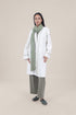 Embroidered long coat in linen cotton blend